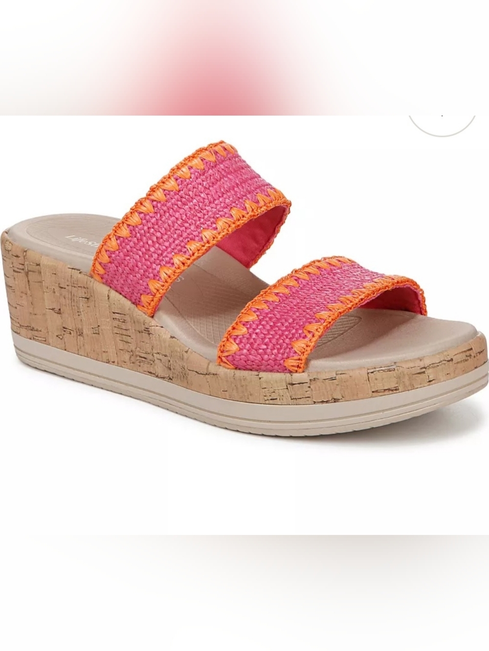 Lifestride Bzees air-step Resort women's pink & orange wedge sandals size 11 NIB